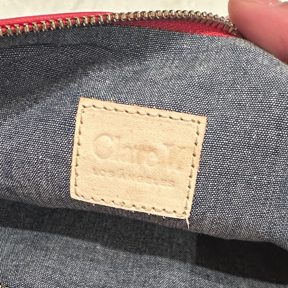 Clare V. Red Leather Clutch w/ Tabs - Yellow Interior - Picture 4 of 8